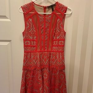 BCBG dress: shira sleeveless lace flounce mini